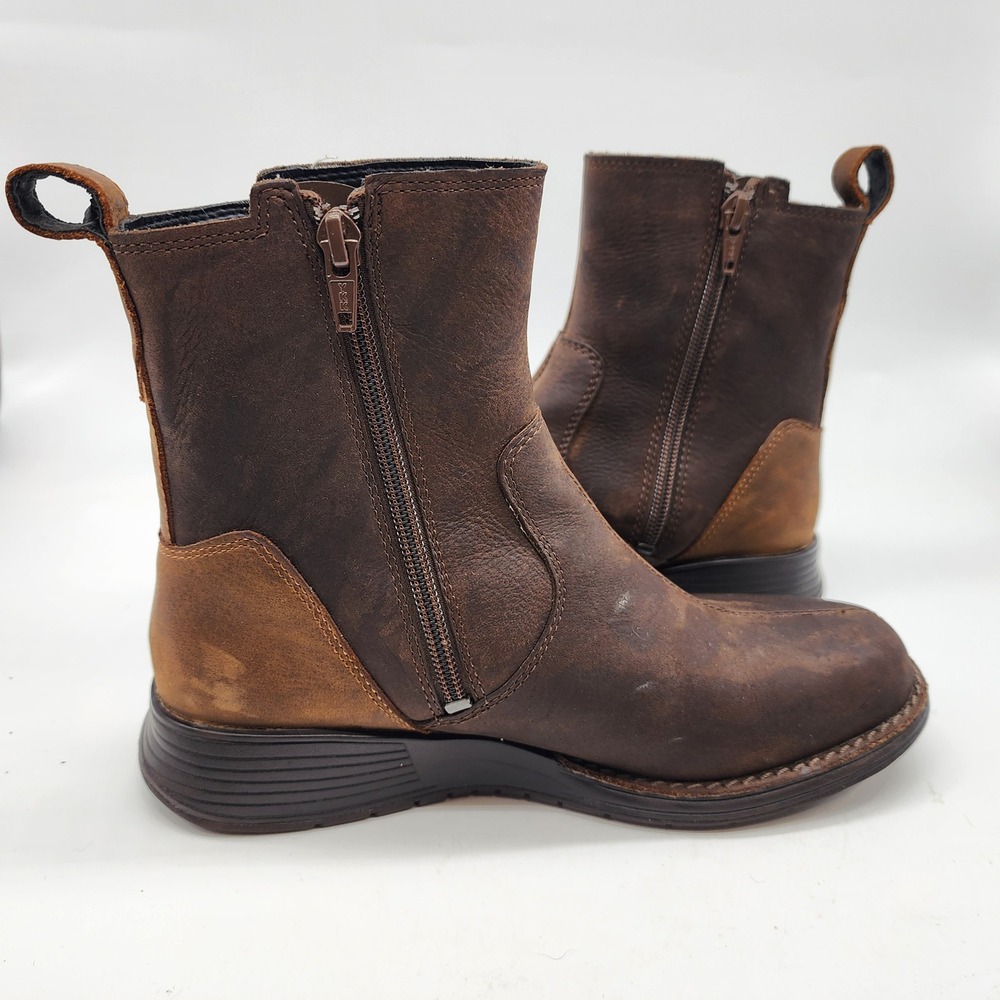 Merrell Clay Waterproof Ankle Boots Womens 5.5 Brown Leather Side Zip Booties - Picture 6 of 10